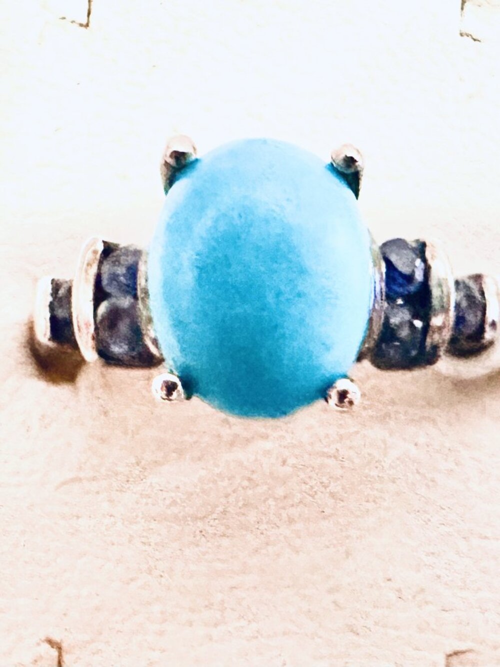 New Sterling Silver Turquoise Stone Small Sapphires